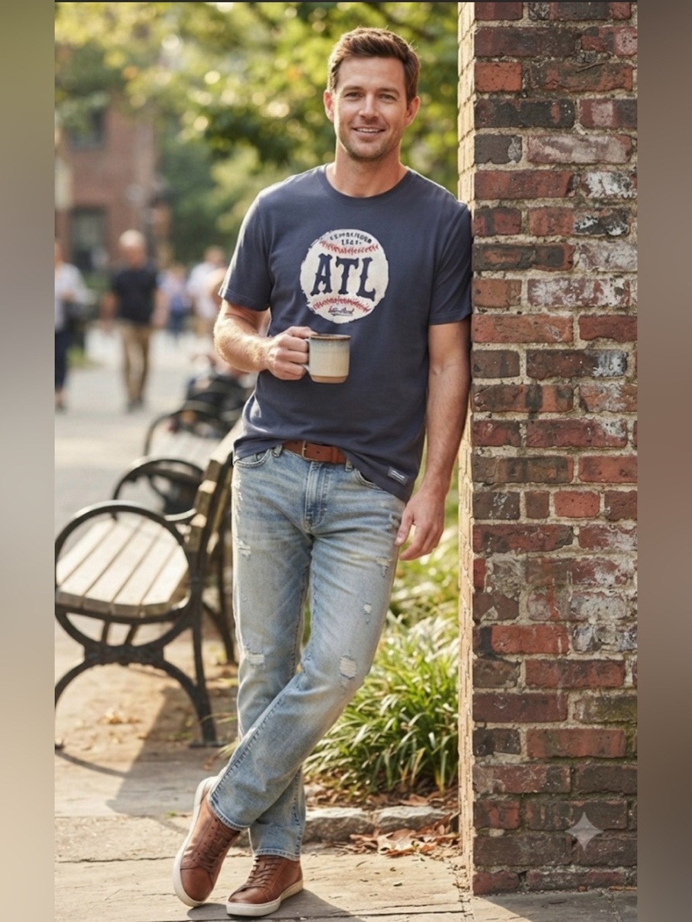Life Is Good Men’s ATL Baseball Graphic Crusher Tee XL Atlanta T-Shirt